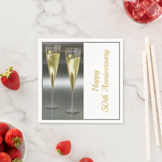 シャンパングラス50結婚周年記念パーティー スタンダードカクテルナプキン (インサイチュ)
