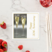 シャンパングラス50結婚周年記念パーティー スタンダードカクテルナプキン (インサイチュ)