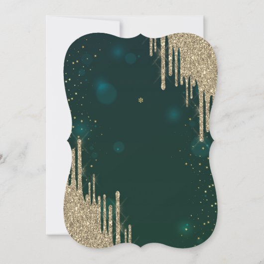 シャンパングラス, ゴールドグリッター垂れ, スターズ スイート16 招待状 (裏面)