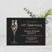 シャンパングラス ゴールドリーフ 60周年 結婚記念日 招待状 (スタンド正面)