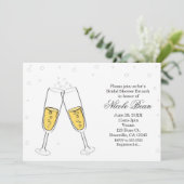 シャンパングラス & バブル モダン招待状 招待状 (スタンド正面)
