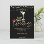 シャンパングラス パール サンタ帽子 クリスマス 企業デザイン 招待状 (スタンド正面)