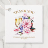 シャンパングラス ピンク 花柄 サンクス フェイバータグ (正面)