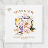 シャンパングラス ピーチ パープル フラワー サンクス フェイバータグ (正面)