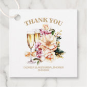 シャンパングラス ピーチ フローラル サンクス フェイバータグ (正面)