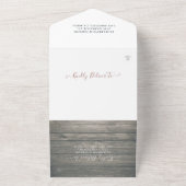 シャンパングラス ラスティックウッド ストリングライト ウェディング オールインワン招待状 (外側)