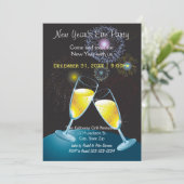 シャンパングラス&花火-大みそかパーティー 招待状 (スタンド正面)