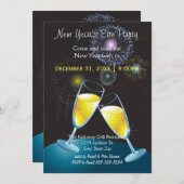 シャンパングラス&花火-大みそかパーティー 招待状 (正面/裏面)