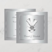 シャンパングラス 25周年結婚記念日 招待状 (正面/裏面)