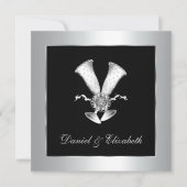 シャンパングラス 25周年結婚記念日 招待状 (正面)