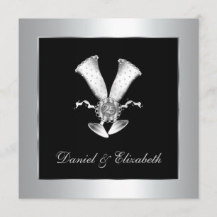 シャンパングラス 25周年結婚記念日 招待状