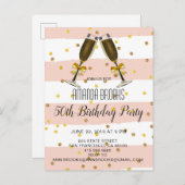 シャンパングラッセ金ゴールド紙吹雪50thバースデーパーティー 案内ポストカード (正面/裏面)