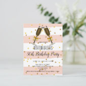 シャンパングラッセ金ゴールド紙吹雪50thバースデーパーティー 案内ポストカード (スタンド正面)