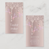 シャンパングリッターは、ホログラフィックはさみの毛を落とす 名刺 (正面/裏面)