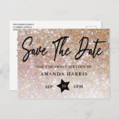 シャンパングリッタースイート16セーブザデート ポストカード (正面/裏面)