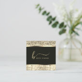 シャンパングリッタースクリプトモノグラムラグジュアリー スクエア名刺 (スタンド正面)