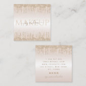 シャンパングリッタードリップシックなグラムメイクアップアーティスト スクエア名刺 (正面/裏面)