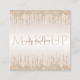 シャンパングリッタードリップシックなグラムメイクアップアーティスト スクエア名刺