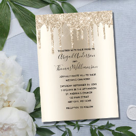 シャンパングリッタードリップトレンディーエレガントウェディング 招待状