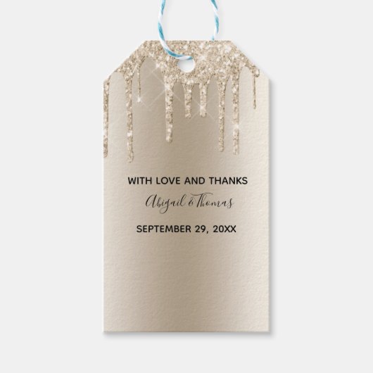 シャンパングリッタードリップトレンディーグラム結婚ズ ギフトタグ (正面)