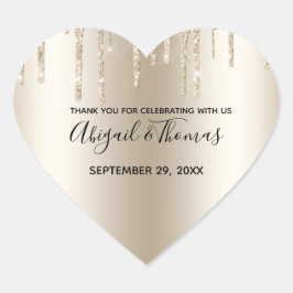 シャンパングリッタードリップトレンディーグラム結婚ズ ハートシール