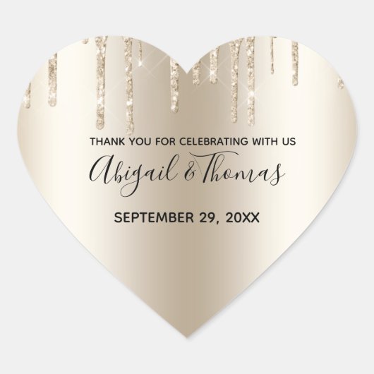 シャンパングリッタードリップトレンディーグラム結婚ズ ハートシール (正面)