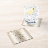 シャンパングリッタードリップブライダルシャワーグラムトレンディー スクエアペーパーコースター (インサイチュ)