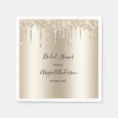 シャンパングリッタードリップブライダルシャワーグラムトレンディー スタンダードカクテルナプキン (正面)