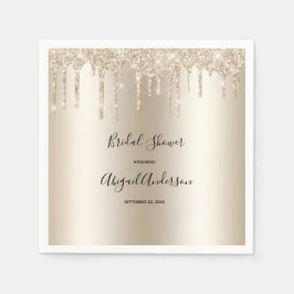 シャンパングリッタードリップブライダルシャワーグラムトレンディー スタンダードカクテルナプキン