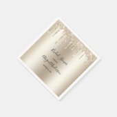 シャンパングリッタードリップブライダルシャワーグラムトレンディー スタンダードカクテルナプキン (角)