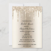 シャンパングリッタードリップブライダルシャワーグラムトレンディー 招待状 (正面)