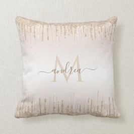 シャンパングリッタードリップ&シガーリーックモノグラム クッション