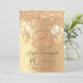 シャンパングリッタードリップSweet sixteen誕生日  招待状 (スタンド正面)