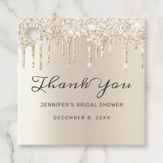 シャンパングリッタードリプスブライダルシャワーサンキューユア フェイバータグ (正面)