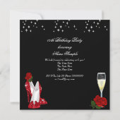 シャンパングリッターハイヒールレッドローズパーティー 招待状 (裏面)