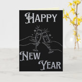 シャンパングリッターハッピーニューイヤーカード カード (黄色い花)