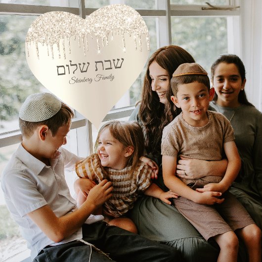 シャンパングリッターヘブライ語シャバットシャロム ハートシール