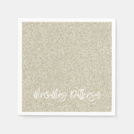 シャンパングリッターミスター&ミセス・ネームエレガント・シック スタンダードカクテルナプキン