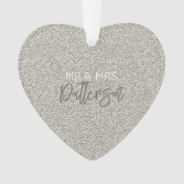 シャンパングリッターミセス・ネーム結婚ズ・デイトエレガント オーナメント