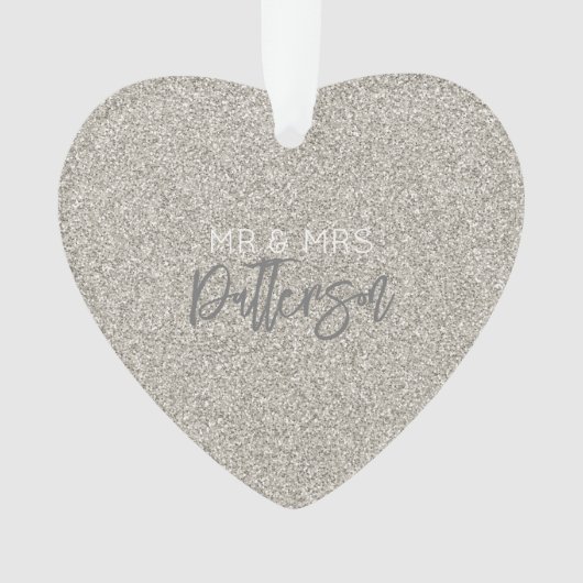 シャンパングリッターミセス・ネーム結婚ズ・デイトエレガント オーナメント (正面)