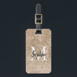 シャンパングリッターモノグラムスパークリー ラゲッジタグ<br><div class="desc">ラゲモダンッジタガーリーグ、スタイリッシュモノグラムタグ このデザインは、イニシャルと名をシャンパンエレガントのグリッターの背景に書かれた手書きのスクリプトに入れ、フェイク詳細を後ろに入れているのが特徴です。</div>