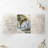 シャンパングリッター写真オールインワンバジェット結婚ズ 三つ折り招待状 (内部)