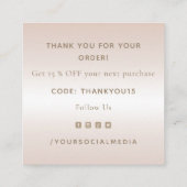 シャンパングリッター滴下エレガントサンキュークリーム スクエア名刺 (裏面)