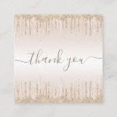 シャンパングリッター滴下エレガントサンキュークリーム スクエア名刺 (正面)