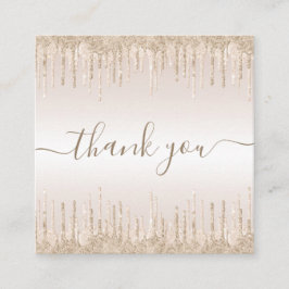 シャンパングリッター滴下エレガントサンキュークリーム スクエア名刺