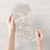 シャンパングリッター紙吹雪エレガントウェディング オールインワン招待状 (貼ってはがせる)