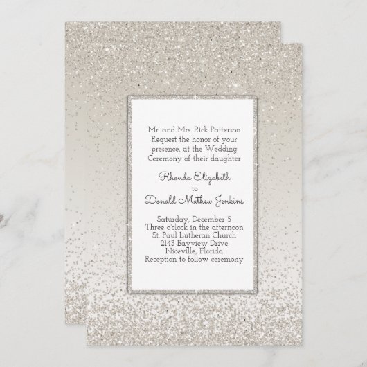 シャンパングリッター&シャイン結婚式招待状 招待状 (正面/裏面)