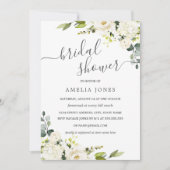 シャンパングリーンウォーターカラーフローラブライダルシャワー 招待状 (正面)