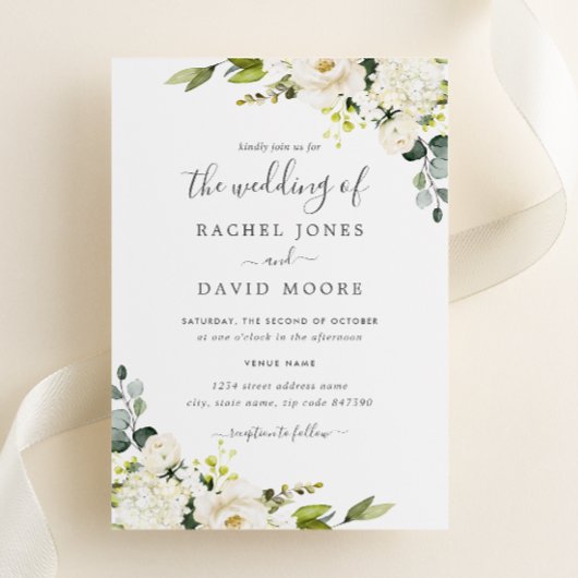 シャンパングリーンウォーターフローラ結婚ズ 招待状