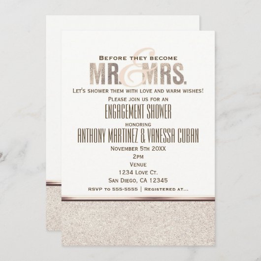 シャンパンゲスパークルエンゲージメント招待状 招待状 (正面/裏面)